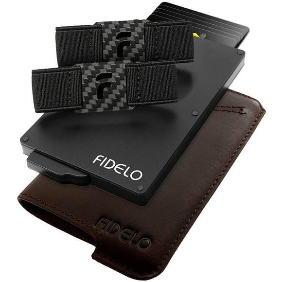 Fidelo Espresso Minimalist Wallet for Men - RFID Blocking Pop Up Wallet