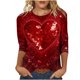 thumbnail image 2 of Xuyuer Valentine's Day 3/4 Sleeve Tee - Ladies' 3/4 Sleeve Printed T-Shirt for Romantic Date Nights, Love-Themed Photo Shoots, Unique Heart Pattern Statement Wear & Couples' Matching Style, 2 of 6