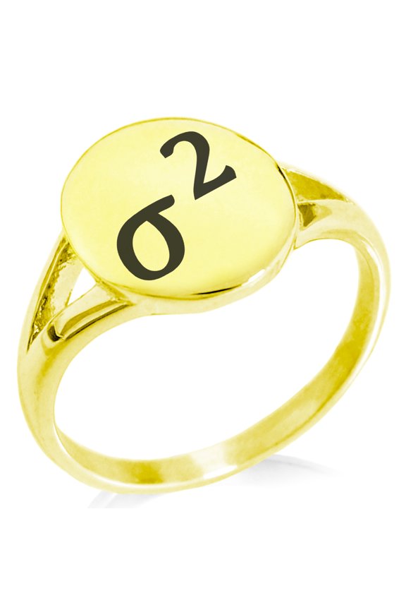 Stainless Steel Variance Mathematical Minimalist Oval Top Polished Statement Signet Ring