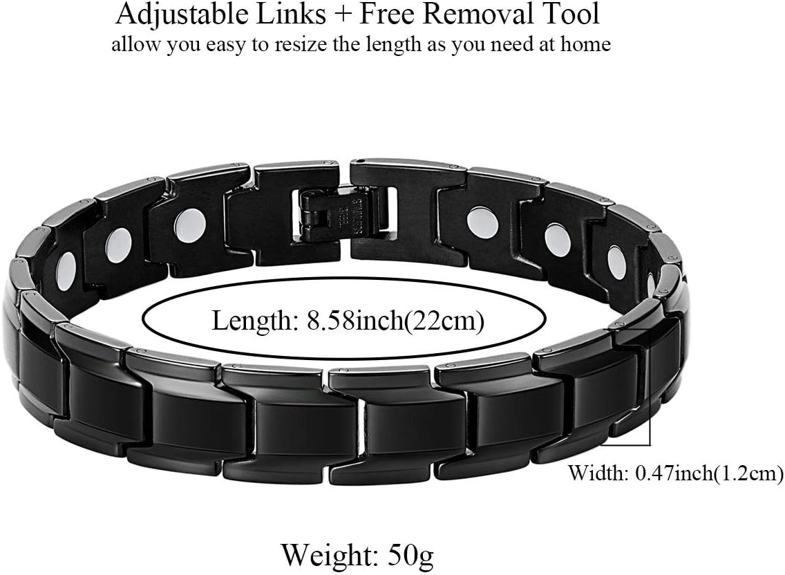 3X Black Magnetic Bracelets for Men, Set of 2