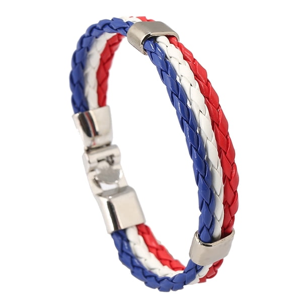Colorido Tejido Bandera Nacional Pulsera de cuero PU pulsera de cuero con la bandera de colores