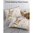thumbnail image 2 of Easter King Pillow Cases Set of 2 - Microfiber Bed Throw Pillow Covers, Vintage Spring Bunny Eggs Farmhouse Floral Leaves Decorative Lumbar Pillow Cover with Envelope Closure for Sofa/Travel 20"x36", 2 of 6