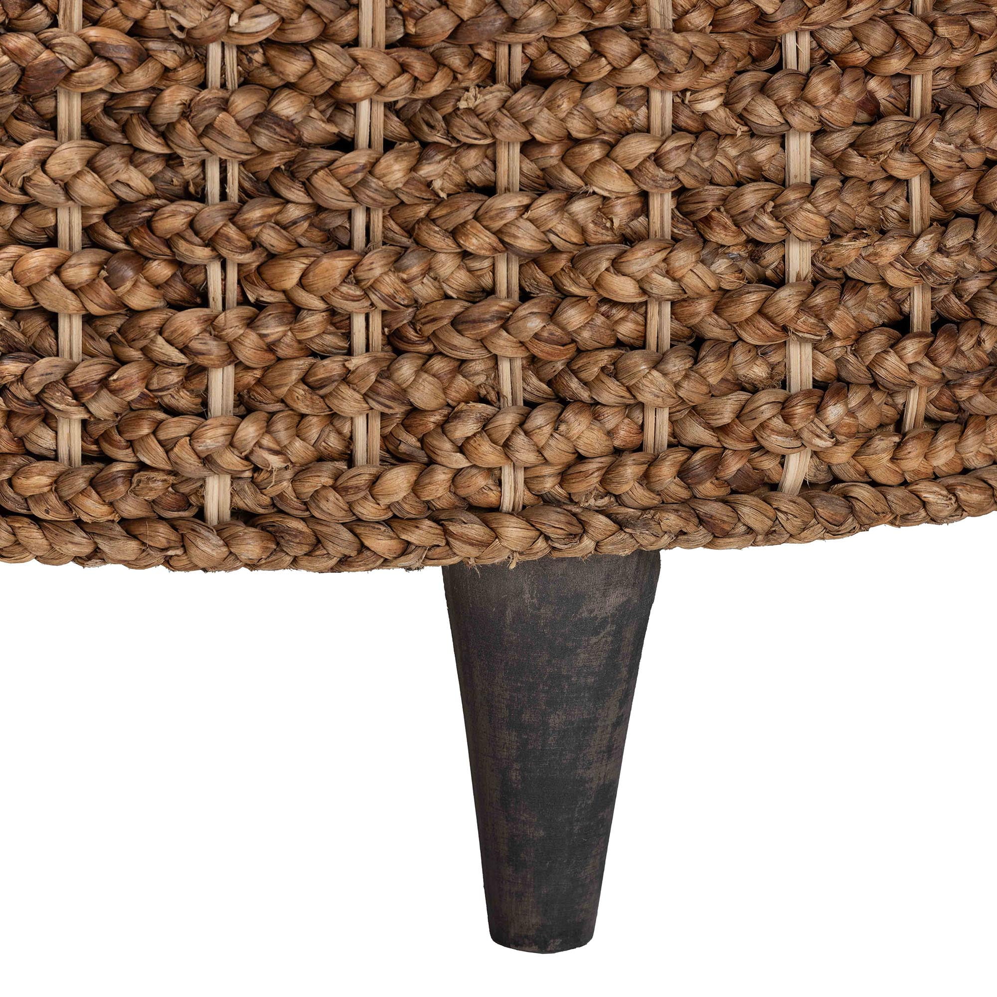 bali & pari Bailey Boho Storage Ottoman, 35"W, Round, Natural Brown