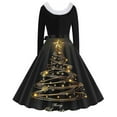 thumbnail image 3 of TIMIFIS Robes de Noël pour Femmes, Robes Maxi pour Femmes Robe Vintage de Vacances Manches Longues Col en V en Fourrure Robe Dos Nu, 3 of 3