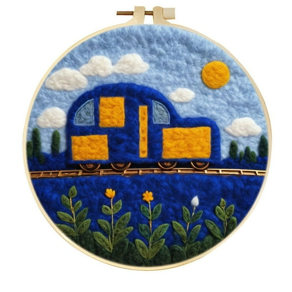 Car Needle Felting Set, Beginner Felt Painting Set, With Wool Felt Painting Set, Decorative Frame, Suitable for Home Decoration