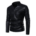 thumbnail image 2 of Fgnfyis Leather Jackets for Men Slim Fit Border Autumn Winter Motorcycle Casual Pu Plus Size Korean Style Mens Jackets Black XXXXL, 2 of 7