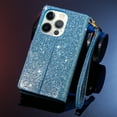 thumbnail image 4 of Mantto Women Case for iPhone 14 Pro Max Wallet Case, Multifunctional 9 Card Slots Bling Zipper Purse Pocket Glitter Leather Magnetic Flip Kickstand Wrist Strap Case For iPhone 14 Pro Max, Skyblue, 4 of 8
