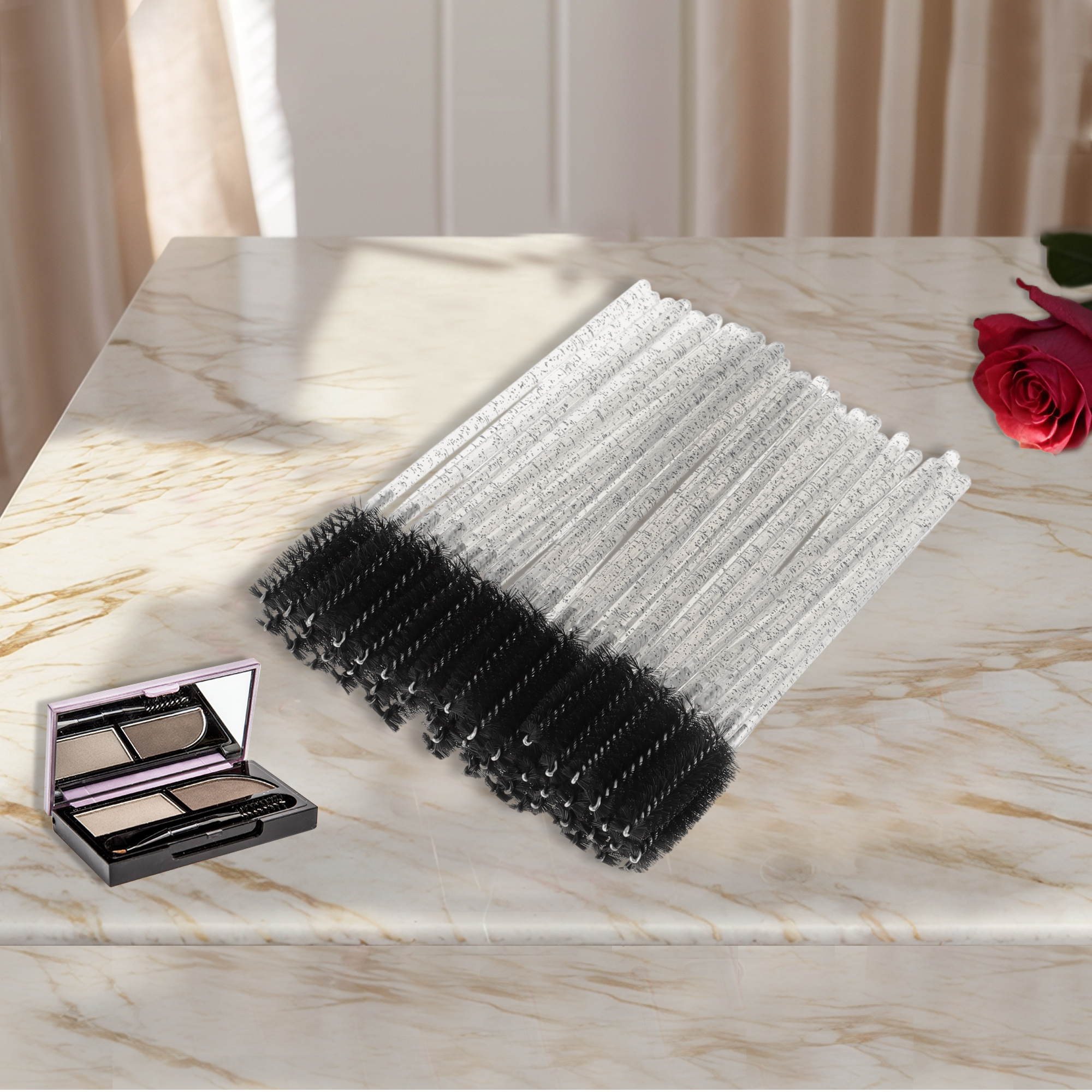 Unique Bargains Lightweight Eyebrow Brushes for Travel 50 Pcs Black