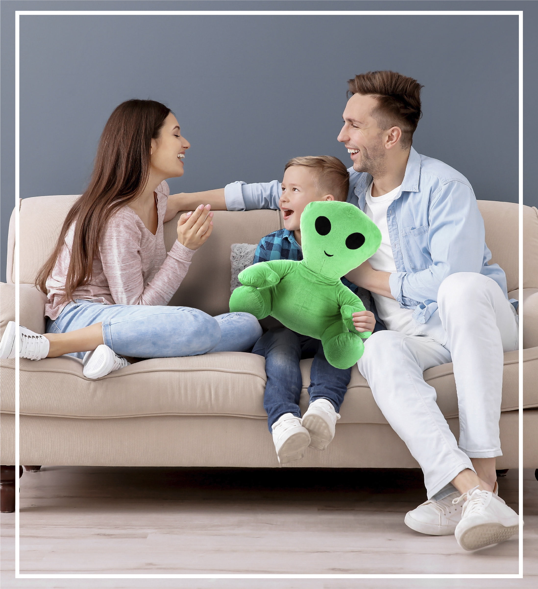 DolliBu Plush Alien Stuffed Toy – Soft Huggable Green Alien, Adorable Space Creature Plushie Toy, Cute Weird Cuddle Gifts, Super Soft Plush Doll Galaxy Toy for Kids and Adults - 24 Inches