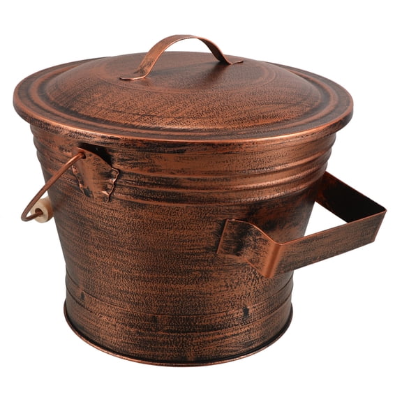RENACLIPY Ash Bucket with Lid Metal Fireplace Coal Storage Bin with Handle for Wood Stove