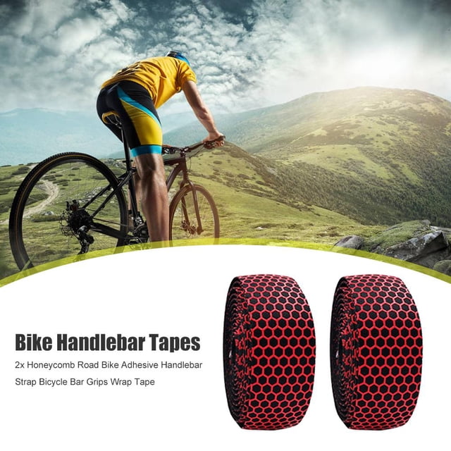 Cintas De Manillar De Bicicleta 2 correas para manillar de bicicleta de carretera de nido de abeja, cinta adhesiva para manillar de bicicleta (rojo) Hugtrwg Accesorios para bicicletas