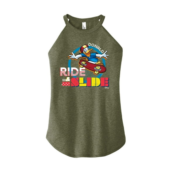 Disney - Standard Sports - Ride & Slide with Donald - Juniors High Neck Tank Top