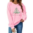 thumbnail image 3 of GUZOM Womens Pink Christmas Sweatshirt - 100% Polyester Loose Fit Crew Neck with Festive Christmas Tree Graphic, Casual Holiday Pullover (XS-XL),Size S, 3 of 8
