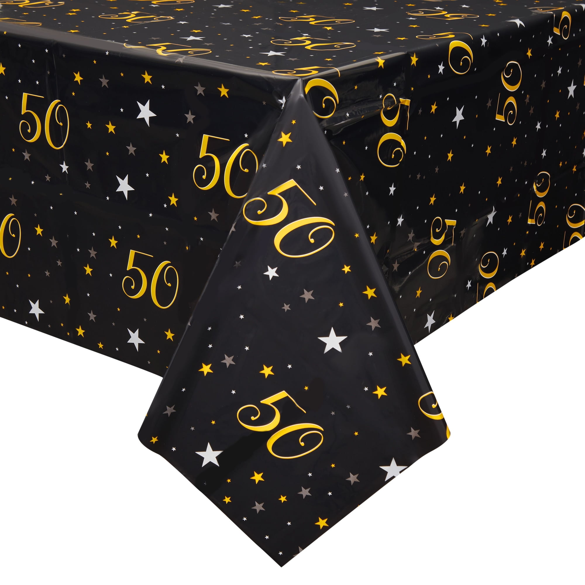 Hegbolke 50th Birthday Decorations for Women and Men - 81 Pcs Plates  Napkins 50th Tablecloth Forks Set Black and Gold Party Decorations Serve 20