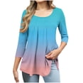 thumbnail image 2 of Women's 3/4 Sleeve Tunic Tops Casual Loose Fit Floral Blouses Mesh Pleated Layered Shirt, Limited Time Under 10 Dollars SA-501, 2 of 6