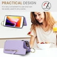 thumbnail image 4 of Cutyskin for iPhone 8 Plus / 7 Plus Wallet Case【RFID Blocking】 with Card Holder Cash Pocket Zipper Bills Slot, Soft PU Leather Magnetic Back Folio Kickstand, Finger Ring Holder Hook Case, Purple, 4 of 9