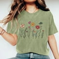 thumbnail image 2 of PVCS Womens Tops Clearance Under $5 Women Mother's Day Gift Mom Flower Print Short Sleeve Round Neck Tshirt Pattern Top, 2 of 7