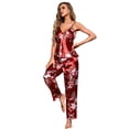 thumbnail image 4 of A AGROSTE Women's Silk Satin Pajamas Set 2 Pcs Floral Silky Pj Sets Sleepwear Cami Nightwear with Pant, 4 of 8