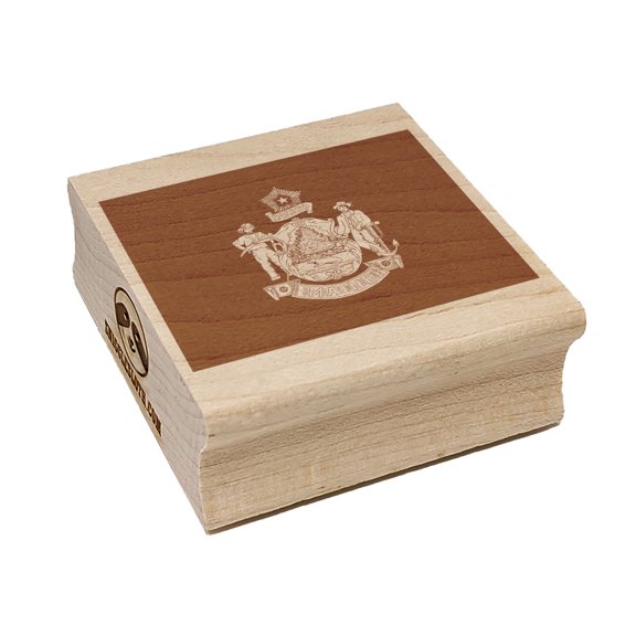Maine State Flag Square Rubber Stamp Stamping Scrapbooking Crafting - Large 2.75in