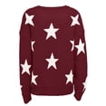 thumbnail image 6 of Red Womens Sweatshirt Women Long Sleeve Sweater Casual Elegant Round Neck Star Pattern Plus Size Knit Sweater Top Fall Clothes for Women, 6 of 6