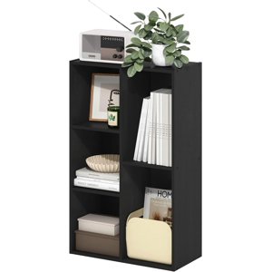 LUDER Book Shelf, 5-Cube Bookshelf, Reversible Bookcase, 9.4 x 19.5 x 31.5, for Living Room, Bedroom, Home Office, Blackwood