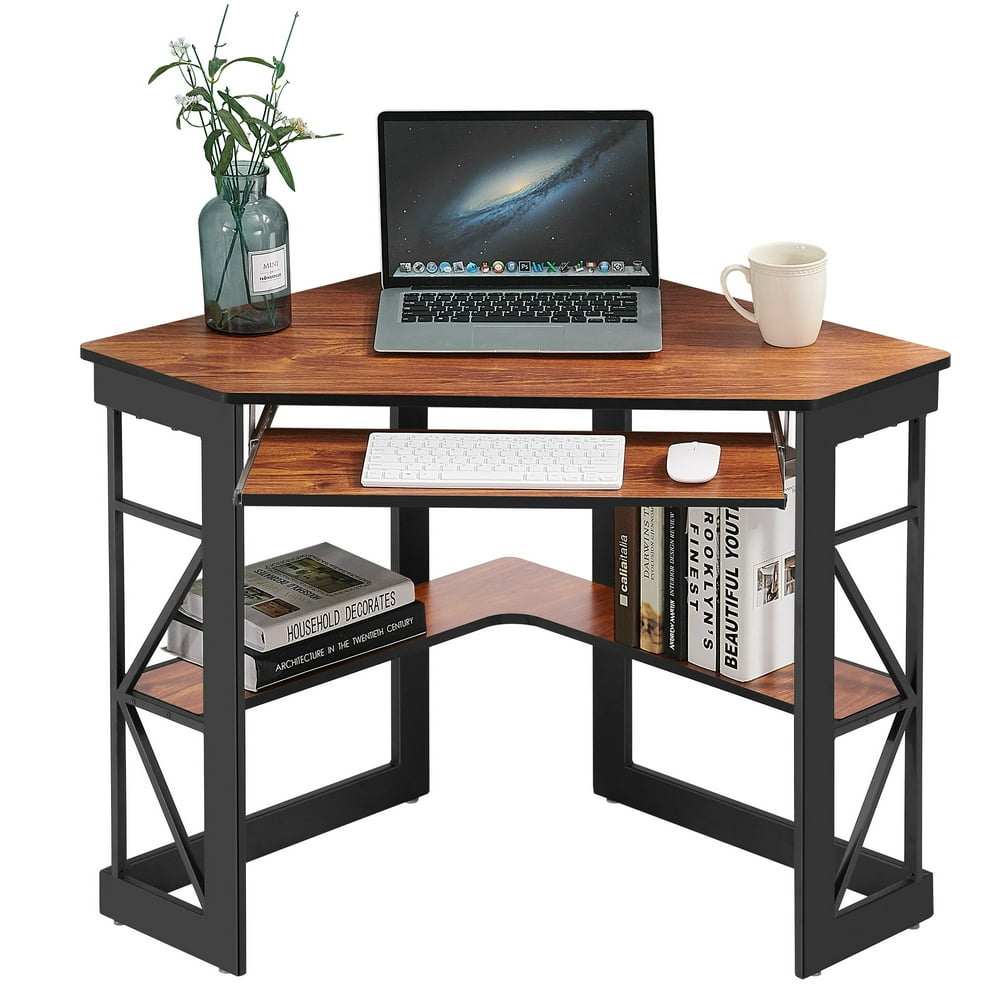 Study Desk for Students, Corner Writing Table with Keyboard Tray and