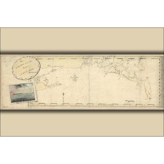 24"x36" Gallery Poster, map of Part of Long Island east to Nantucket 1778