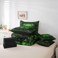 thumbnail image 6 of jejeloiu Spooky Gothic 7-Piece Twin Bedding Sets,Skull Flower Pattern Bedding Comforter Set,Green Black Sheet Sets For Men Women,Super Cozy Room Decor Reversible, 6 of 8