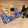 Botanical Dog Food Mat - Small Floral Design, Non-Slip Absorbent ...