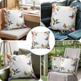 thumbnail image 6 of Spring Flowers Bird Throw Pillow Cover Hummingbird Butterfly Cotton Linen Cushion Cover Throw Pillow Case with Invisible Zipper for Couch Sofa Bed Chair Car 24x24 Inch, 6 of 9