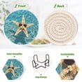 thumbnail image 4 of Haosy Set of 6 Drink Woven Coaster with Holder Heat Resistant Non-Slip Bar Coasters 4 Inches Starfish with Sunglasses, 4 of 7