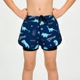 thumbnail image 2 of Kids Dinosaur Swim Trunks Boys Quick Dry Swim Shorts with Liner Navy Blue ROARRR Print,Size 2XL, 2 of 6