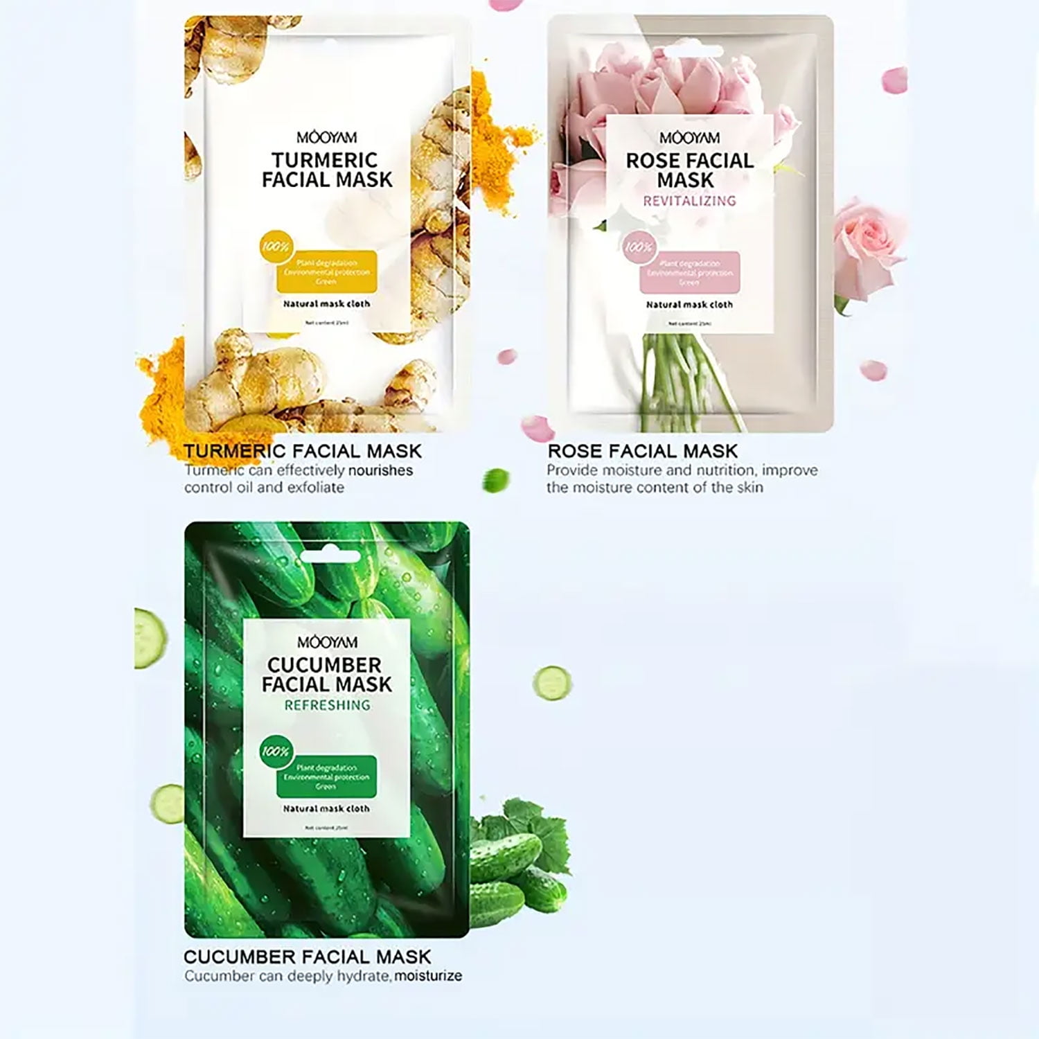 Mooyam 11 Pack Fruit Moisturizing Facial Mask Sheet, Rich in Fruit Essence Face Mask to Brighten and Hydrate Dull Skin