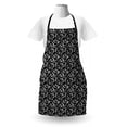 thumbnail image 3 of Monochrome Apron, Monotone Composition with Swirled Foliage Flowers on Dark Background, Unisex Kitchen Bib with Adjustable Neck for Cooking Gardening, Adult Size, Charcoal Grey White, by Ambesonne, 3 of 4