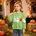 thumbnail image 5 of RUTAYY Girls Crewneck Sweatshirt Halloween Ghost Pumpkin Graphic Long Sleeve Kids Tops Casual Party Wear, Dark Green, 5 of 5