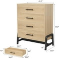 thumbnail image 3 of Bingirl Commode pour Chambre avec Miroir et Rangement, Coiffeuse à 4 Tiroirs Polyvalente / Armoire de Rangement Style Ferme pour Chambre, Entrée, Salon, 3 of 6