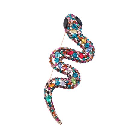 Rhinestone Snake Brooch Pin Cubic Zirconia Colorful Crystal Animal Pins Clip Lapel Sweater Collar Scarves Dress Jackets for Women