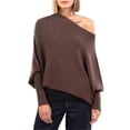 thumbnail image 1 of Asymmetric Draped Jumper, A Jumper As Ultra Soft As The Clouds Ladies Long Sleeve Slouch Batwing Plain Soft Knitted Jumper S202412271709, 1 of 3