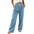 thumbnail image 2 of VV AVEORS Corduroy Pants For Women High Waist Elastic Waist Drawstring Pull On Pants With Pockets Casual Comfy Athletic Jogger Sweatpant Sky Blue S, 2 of 6