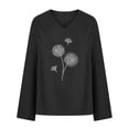 thumbnail image 4 of ZyeKqe Plus Size Cotton Linen Tops for Women Long Sleeve V Neck Shirts Dandelion Print Loose Blouses, 4 of 5