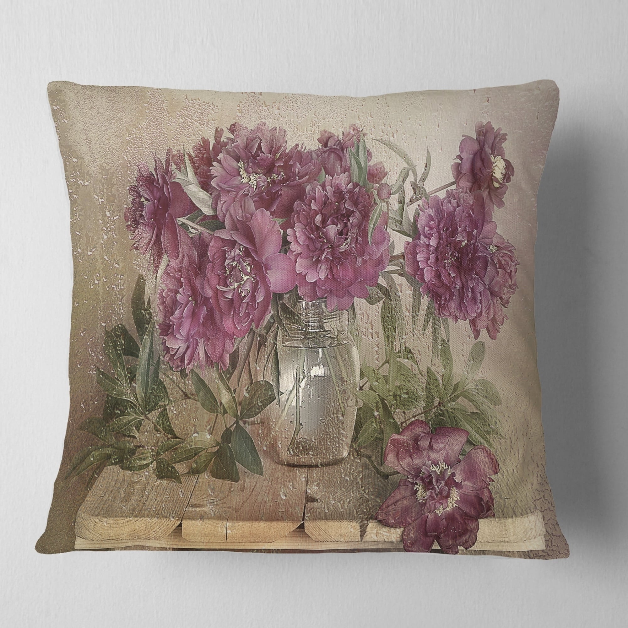 Bouquet of Pink Peonies' Floral Throw Pillow - Walmart.com - Walmart.com