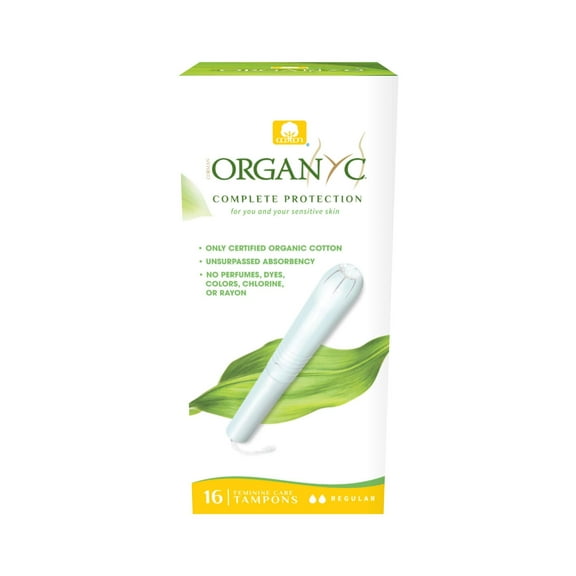 Organyc 100% Certified Organic Cotton Tampons, Cardboard Applicator, Free from Chlorine, Perfumes, Rayon and Chemicals, Regular, 16 Count