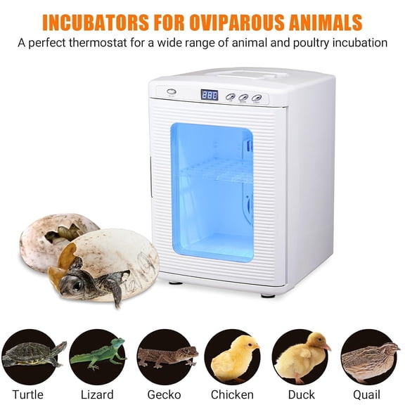 Historyli 25L Reptile Incubator for Hatching Eggs, Digital Heating & Cooling Cabinet, 41–140°F, White