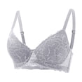thumbnail image 2 of Inglocry Lace Nursing Bra, Wirefree Padded Nursing Bras for Breastfeeding, V Neck Maternity Bra for Pregnancy, Soft Lace Gray 90B, 2 of 7