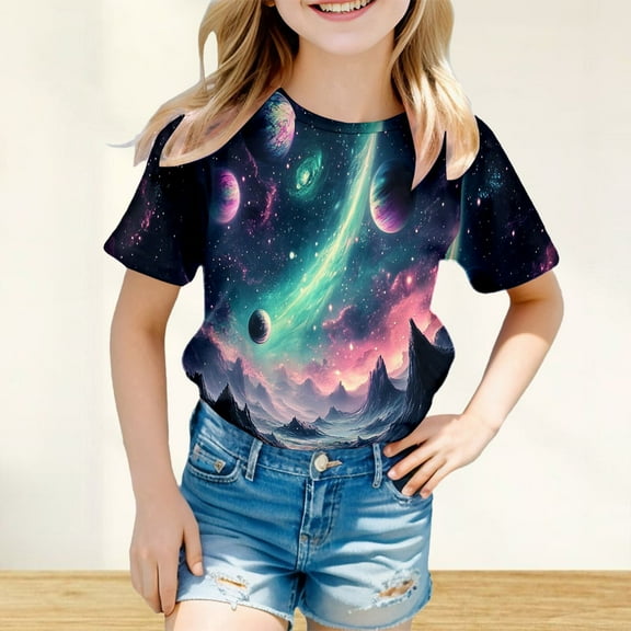 SNKSDGM Girls White Shirt Girls Size 6 Girls Cute Tops Size 8 Girls' Short Sleeved Star Print T Shirt Top Casual Shirt 10-11 Years