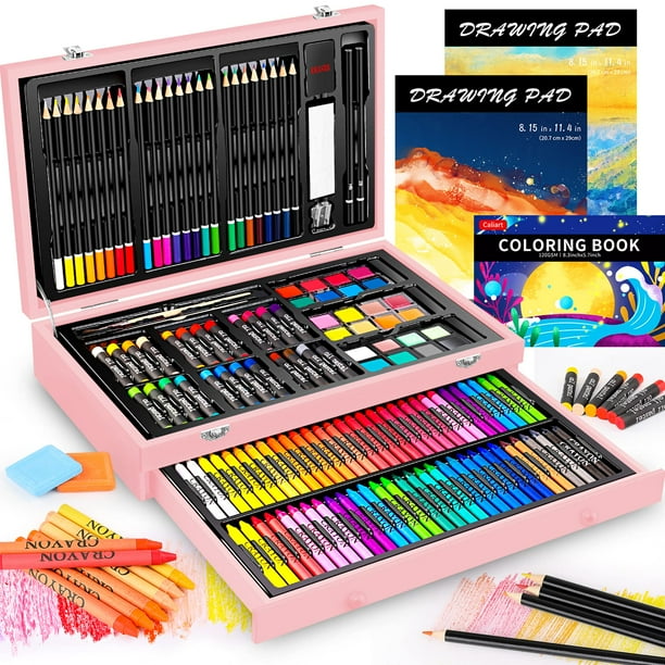 Art Supplies Caliart, set de arte de madera de lujo con estuche, paquete de 153 unidades