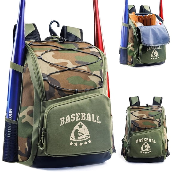 Baseball Bag for Youth & Adult with 4 Bat Sleeves - Softball Bat Bag with Shoe Compartment - Baseball Backpack for T-Ball, Softball Equipment, Baseball Gear, Baseball Bags for Boys 8-12