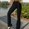 thumbnail image 4 of High-Rise Flared Yoga Pants with Crossover Waist Detail - X Large, Black, 4 of 6