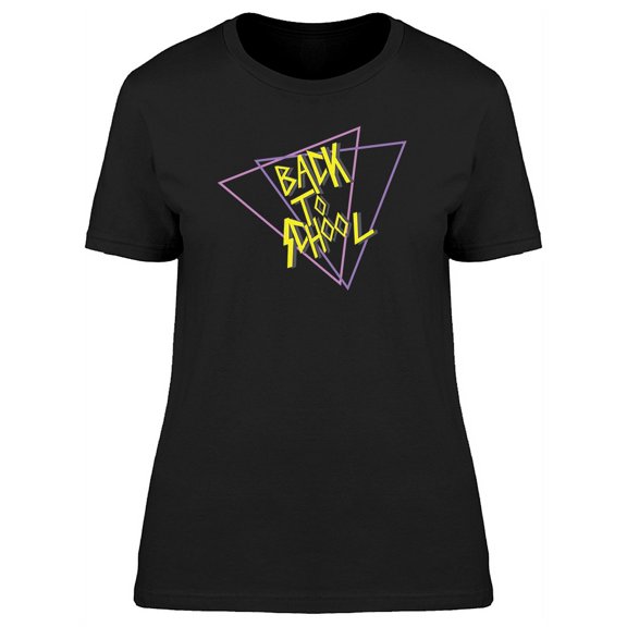 Geometric Back To School Triangle With Retro Font Women Black T-Shirt Small