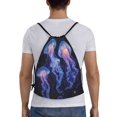 thumbnail image 2 of Drawstring Backpack - Floating Space Jellyfish A Splash Proof Small Drawstring Gym Bag for Women Men, Cinch Sports String Bag Backpack for Travel Swimming Beach, 2 of 8